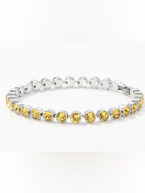 Touchstone Crystal mini ice bracelet in light topaz BNIB fold over clasp 7.25”